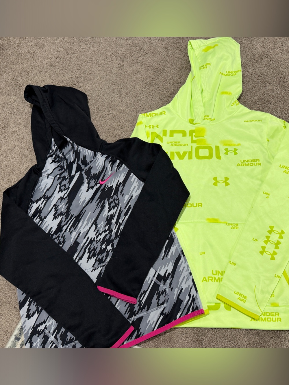 Under Armour Neon Yellow Logo Pullover Hoodie for Kids